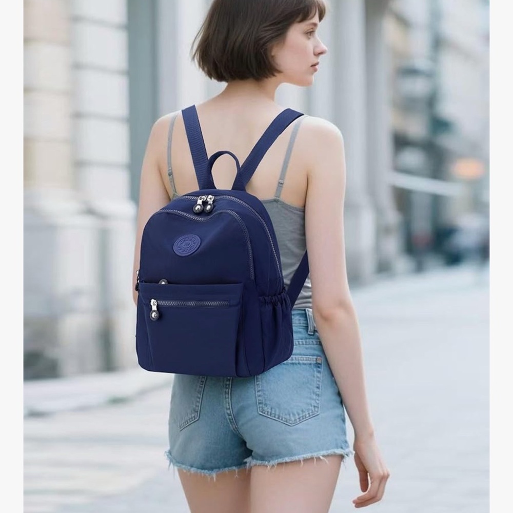MUKAITE Backpack Small Navy Blue Zip Close Pockets Organize Adjustable Straps